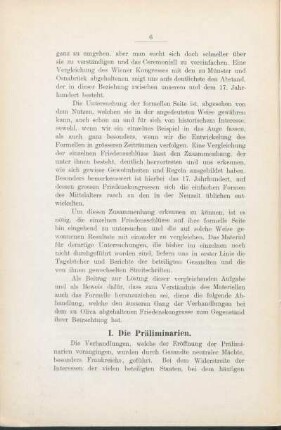 I. Die Präliminarien.