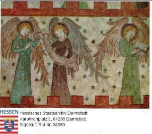 Lorsch an der Bergstraße, Benediktinerabtei / Torhalle, Michaelskapelle: musizierende Engel (1395/1400)