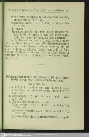 X. Besoldungsverhältnisse der Beamten bei den Unterbehörden der Zoll- und Steuer-Verwaltung