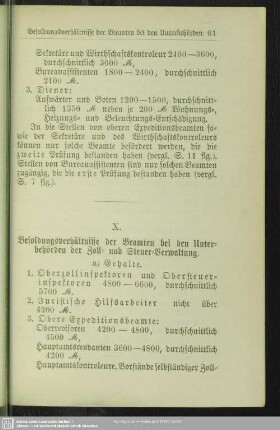 X. Besoldungsverhältnisse der Beamten bei den Unterbehörden der Zoll- und Steuer-Verwaltung