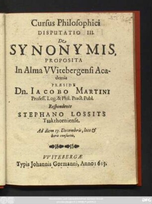 3: De Synonymis