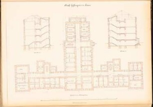 Landgericht und Gefängnis, Posen: Gefängnis: Grundriss KG, Schnitte