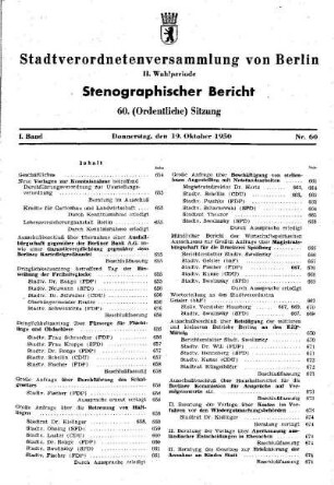 Nr. 60, 19. Oktober 1950, Ordentliche Sitzung