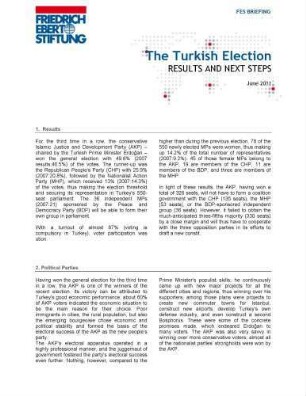 The Turkish election : results and next steps