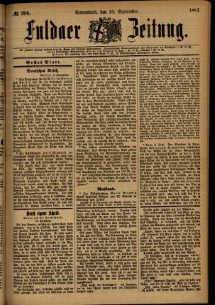 Ausgabe vom Samstag, den 10. September 1887.