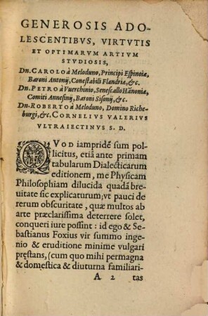 Cornelii Valeri Physicae seu de naturae Philosophia ... Institutio ...