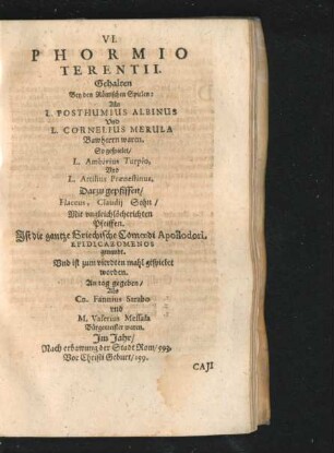 VI. Phormio Terentii.