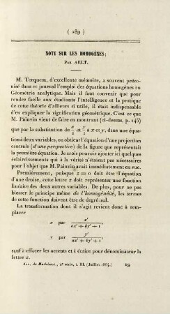 Note sur les homogènes.