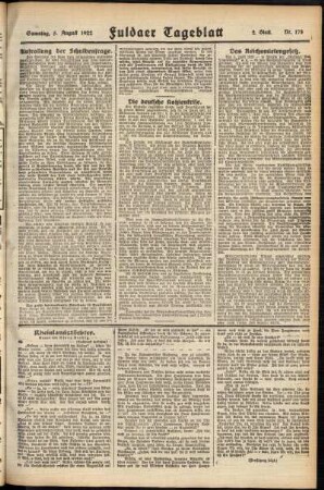 Zweite Ausgabe vom Samstag, den 05. August 1922.