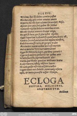 Ecloga Septima, Meliboeus.