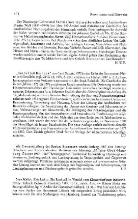 Davids, Curt :: Das Schloß Reinbek, (Stormarner Hefte, 2) : 2. Aufl., Neumünster, Wachholtz, 1987