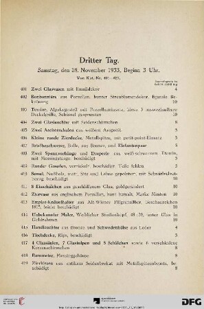 Dritter Tag. Samstag, den 18. November 1933 (Nr. 401-627)