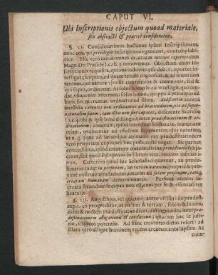 Caput VI. Ubi Inscriptionis obiectum quoad materiale seu abstracte & praecise consideratur.