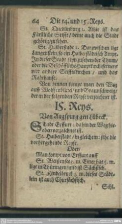 15. Reys. Von Augspurg gen Lübeck
