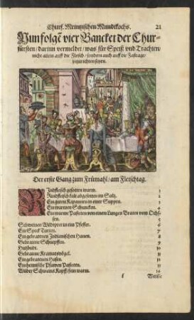 Nun folgen vier Bancket der Churfürsten ...
