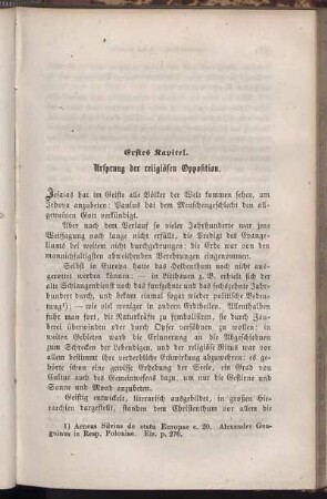 Erstes Kapitel. Urpsrung der religiösen Opposition.