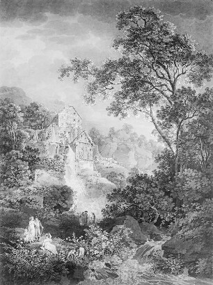 Die Keppmühle bei Hosterwitz (Landschaft mit Wassermühle und figuralen Staffagen)