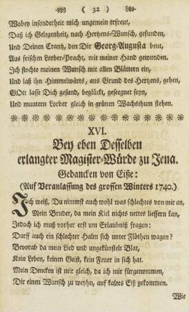 XVI. Bey eben Desselben erlangter Magister-Würde zu Jena.