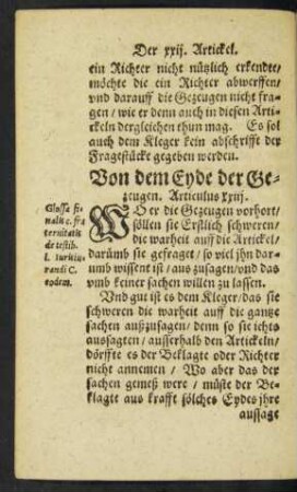 Von dem Eyde der Gezeugen. Articulus xxiii.