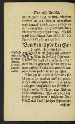Von dem Eyde der Gezeugen. Articulus xxiii.