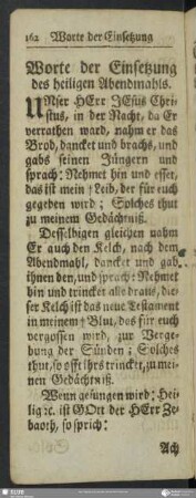 Worte der Einsetzung des heiligen Abendmahls