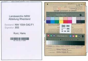 Entnazifizierung Hans Kurz , geb. 03.04.1898 (Kaufm.Angestellter)