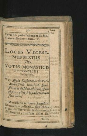 Locus Vicesimus Sextus. De Votis Monasticis Et Consiliis Evangelicis.