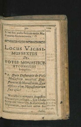 Locus Vicesimus Sextus. De Votis Monasticis Et Consiliis Evangelicis.