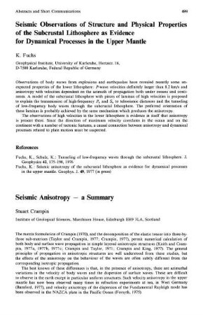 Seismic anisotropy - a summary