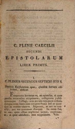 C. Plinii Caecilii Secundi Epistolarum : libri decem