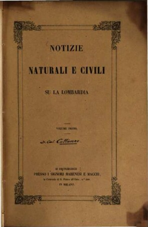 Notizie Naturali e Civili su la Lombardia. 1