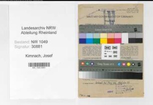 Entnazifizierung Josef Kimnach , geb. 14.05.1910 (Werkmeister)