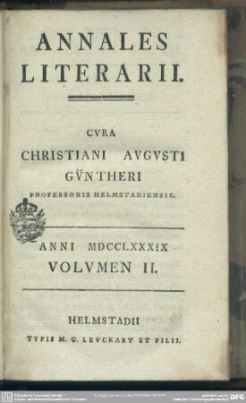 1789,2: Annales literarii Helmstadienses