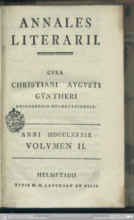 1789,2: Annales literarii Helmstadienses