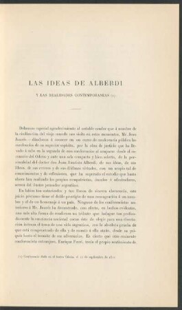 Las ideas de Alberdi y las realidades contemporáneas