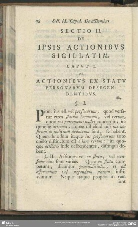Sectio II. De Ipsis Actionibus Sigillatim
