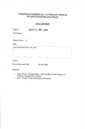 Head Supervisors Office File-1945