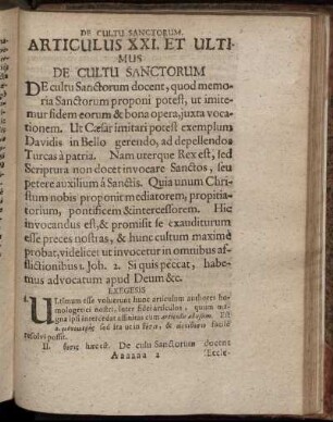 Articulus XXI. Et Ultimus De Cultu Sanctorum; Epilogus Articulorum Fidei.