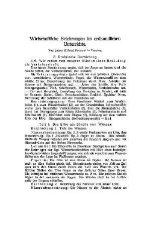 Wirtschaftliche Belehrungen im erdkundlichen Unterrichte