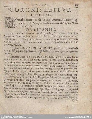 CORONIS LEITVRGOGIAE.