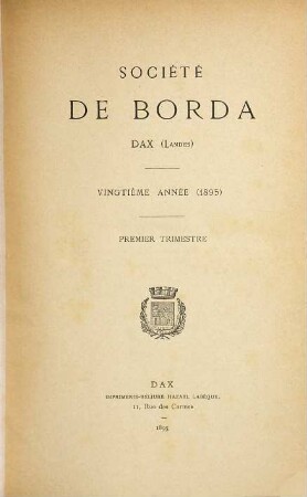 Bulletin de la Société de Borda. 20. 1895
