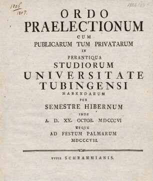 Vorlesungsverzeichnis 1806/07