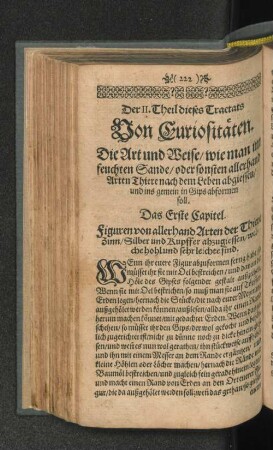 Der II. Theil dieses Tractats Von Curiositäten.