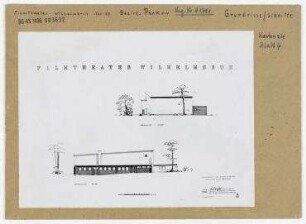 Planrepro: Ansichtszeichnungen des Filmtheater Wilhelmsruh. Berlin, Pankow, Schillerstraße/Hauptstraße