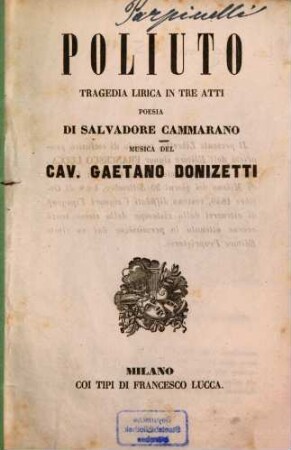 Poliuto : Tragedia lirica in 3 atti