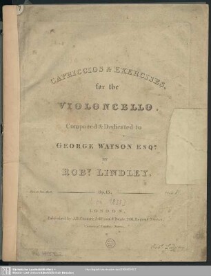 Capriccios & exercises for the violoncello : op. 15