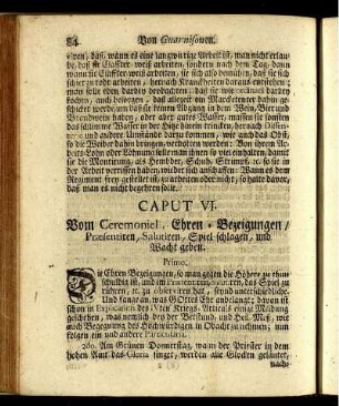 Caput VI. Vom Ceremoniel, Ehren-Bezeigungen ... - Caput XI. Von der Begräbnuß.