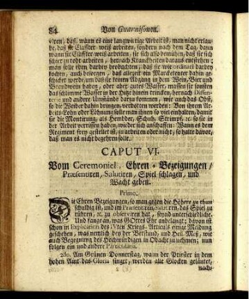Caput VI. Vom Ceremoniel, Ehren-Bezeigungen ... - Caput XI. Von der Begräbnuß.