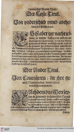 Theyl 4 Titul 1. Von unterschied und btheylung der Conträcten