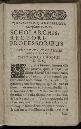 Nobilissimis, Amplissimis, Clarißimis Viris ...